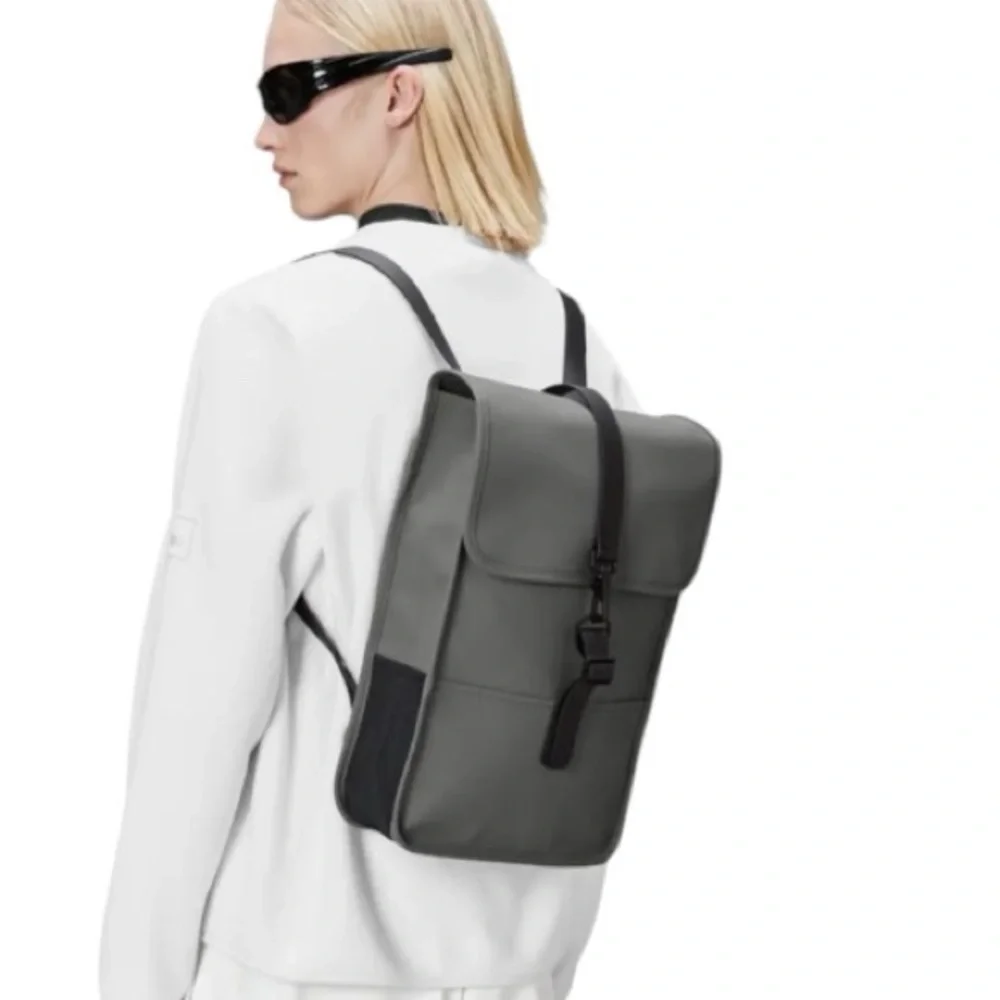 RAINS Mini 13020 Grey Water Resistant Backpack Laptop Bag NEW Unisex Men Women
